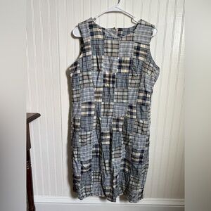 Willi Smith Blue and Cream Plaid Dress